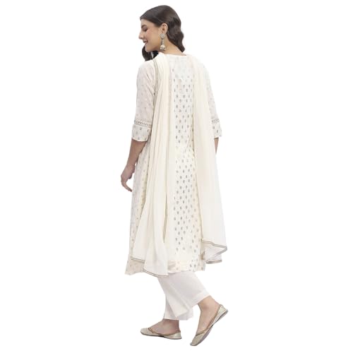 Image of BIBA Women Cotton Gathered Printed Suit Set