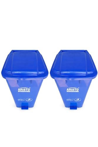 Image of ARISTO Plastic Wheel Pedal Garbage Waste Dustbin 65 LTR BLUE&BLUE (COMBO)