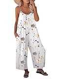  Onsoyours Combinaison Femme Bretelles Combishort Bodysuit Combi-Pantalon Débardeur sans Manches Romper Jumpsuit Casual Plage Cocktail Soirée Été Vintage 01 Blanc XS