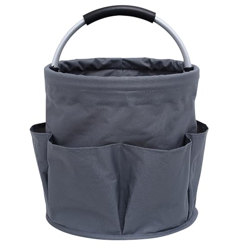 XEERUN Carrito de limpieza, organizador de productos de limpieza, carrito de limpieza, bolsa de limpieza portátil, bolsa de limpieza plegable, con asa y 6 bolsillos, para interior, jardín, azul marino - imagen 8