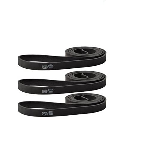 Confezione da 3 fasce di resistenza Superband, modello light (leggero), forza di trazione 24 kg, lunghezza 1 m, colore nero