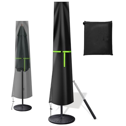 GEMITTO Funda Protectora para Parasol, Cubierta Impermeable para Sombrilla de Jardín, Cubierta Impermeable con Cremallera para Sombrilla (240x57x57cm, 420D)