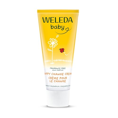 WELEDA Bio Baby Calendula - Crema protectora para heridas, sin perfume, cosmética natural, para proteger la piel sensible en la zona del pañal, ayuda con enrojecimiento, piel irritada y dolor (1 x 75