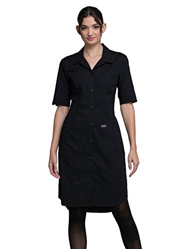 Cherokee Women Scrubs Dress Workwear Professionals Button Front WW500, L, Black