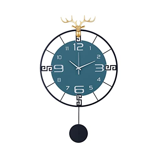 ZYHSIJOBAS Reloj de pared moderno y creativo con cabeza de ciervo, para dormitorio, sala de estar, pasillo, silencioso, para oficina, sin tictac, decorativo, reloj de pared digital