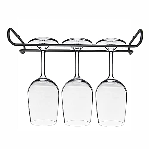 Eastbao Wine Glass Rack Under Cabinet Shelf Glasses Holder Storage With Drying Stemware Rack Under Counter Wine Glass Holder Metal Hanger Steamware Wine Glass Hanging Rack For Bar And Kitchen Black #TOP1