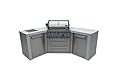 Mont Alpi MAi400-D45 32-Inch Deluxe 45-Degree 4-Burner 63000 BTU Deluxe Stainless Steel Island Outdoor Kitchen Gas Barbecue Island Grill w/Ceramic Infrared Side & Rear Burners + Granite Countertops
