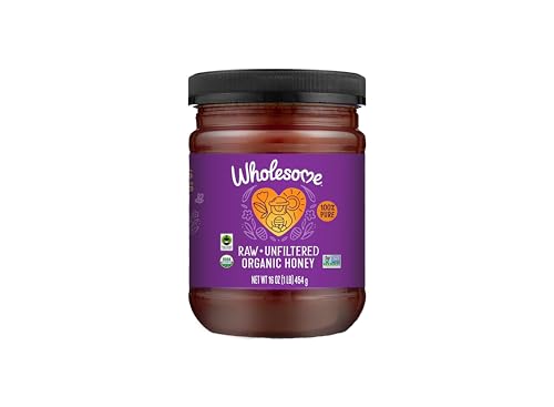 Wholesome Sweeteners 16-Ounce Organic Raw Unfiltered Honey Jar, 100% Pure, Fair Trade Certified, Non GMO Project Verified, & Gluten Free, 1 Pack