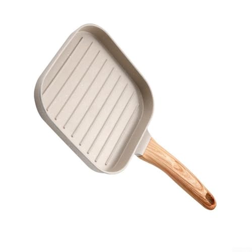 Non-Stick Gestreepte Grill Pan voor Biefstuk en Groenten Maifanite Koekenpan 36x18.5cm Wit