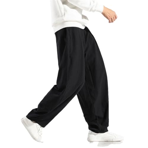 Men's Harem Pants Sweatpants Male Cotton Loose Trousers Casual Pants Black 4XL