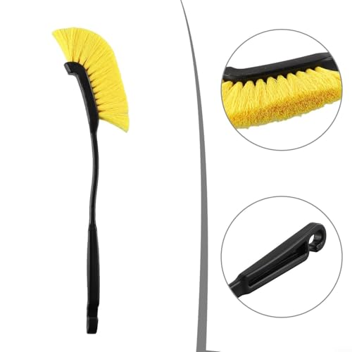 Feegow Derin temizlik için kavisli kafalı, otomobil tekerleği lastiği, jant detaylandırma fırçası, kamyon ve araç göbekleri için plastik saplı oto yıkama aleti, sarı