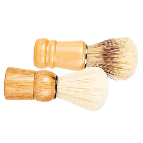 SAFIGLE 2pcs Handle Shaving Brush Durable Salon Shave Brush for Father Day Men for Home and Travel Use