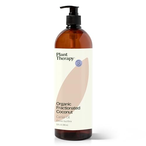 Plant Therapy Organic Fractionated Coconut Oil for Skin, Hair, Body 100% Pure, USDA Certified Organic, Natural Moisturizer, Massage & Aromatherapy Liquid Carrier Oil 16 oz