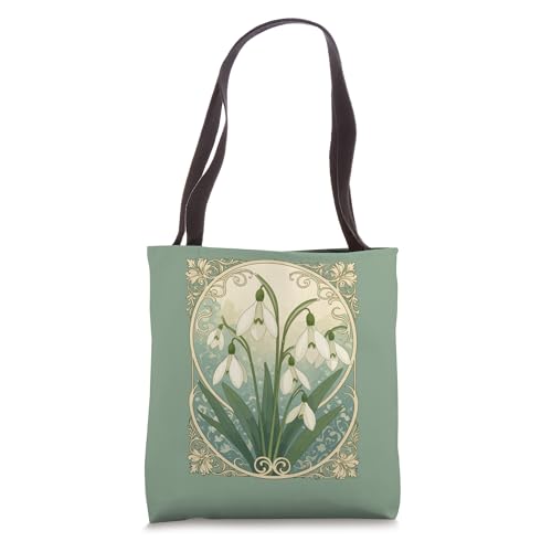 January Birth Flower Snowdrop Flowers Art Nouveau Style Tote Bag