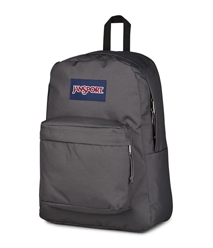 Image of JanSport SuperBreak Plus Backpack with Padded 15-inch Laptop Sleeve and Integrated Bottle Pocket - Spacious and Durable Daypack for Work and Travel, Smokey Grit