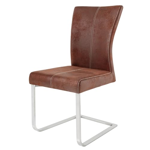 invicta INTERIOR Freischwinger Samson mit Komfortgriff Dark Coffee und gebürstetem Edelstahlrahmen