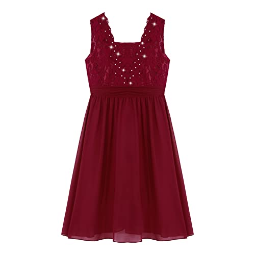 CHICTRY Girls Dress Flower Girls Dresses Sleeveless Ruched Floral Lace Pageant Princess Ball Gown3