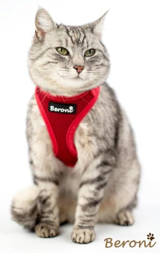 Beroni® Katzengeschirr ausbruchsicher 2.0 Better cat Harness Sicherheitsgeschirr Escape Proof kleine und große Katzen verstellbar Katzenleine Outdoor