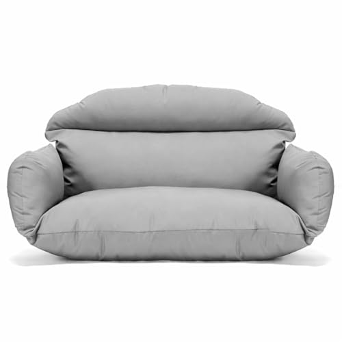 Image of Double Seater Cushion Set - Polyester Fabric Padded Seat for Hanging Egg /Garden Jhula (Light Grey)