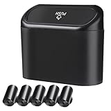 HZXINWANG Car Trash Can, 1.0 Liters, Plastic, Trash Can Set, Multi-Purpose, Easy to Install, Includes 75 Garbage Bags