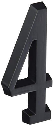 Distinctions by Hillman 843258 4-Inch Die Cast Self-Adhesive House Address Plaque, Aged Bronze, Number 4
