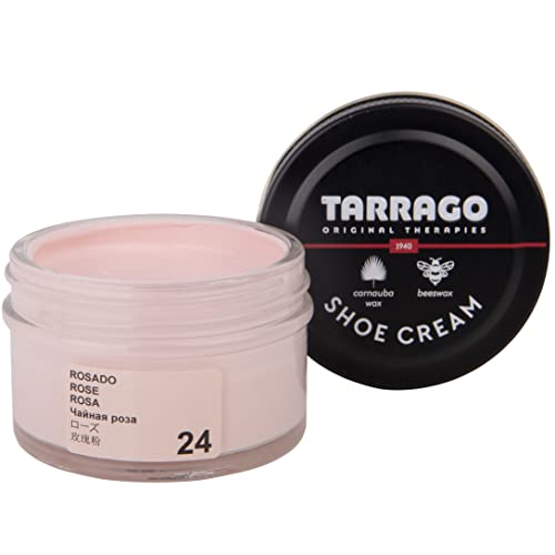 Tarrago Shoe Cream - Professional Shoe Polish With Carnauba Wax To Re-Color And Polish - Smooth Leather Shoes And Boots- Over 100 Colors - 50 Ml/ 1.7Fl. Oz - Rose #24 #TOP2