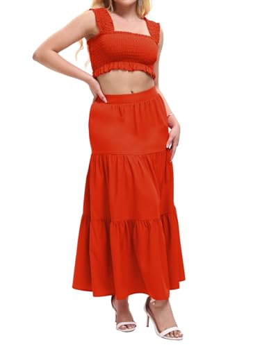 Image of Women's 2 Piece Beach Skirts Sexy Party Dress Crop Top and Long Skirt Sets