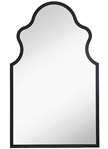 Hamilton Hills 22" X 36" Traditional Black Framed Brushed Glass Arched Wall Mirror | Queen Anne Design Mirror Add Traditional And Elegant Look In Your Living-Room, Bedroom, Bathroom & Enterway #TOP6