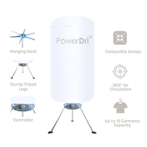 Electric Clothes Dryer 15kg Indoor Wet Laundry Warm Air Drying PowerDri (White)