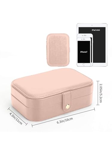 Image of Cortina Jewellery Organiser PU Leather Zipper | Portable Storage Box Case with Dividers | Container for Rings, Earrings, Necklace Home Organizer - Beige