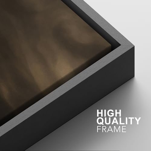 SIGNFORD Framed Canvas Print Wall Art Set Moody Misty Landscape Soft Brown and Gray Hues Illustration Modern Art Decorative Nordic Nature for Living Room, Bedroom, Office - 24"x36"x2 Black - 5
