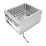 19 * 16 * 8in Tief Bodenmontierte Spüle,Haushalts-Moppspüle mit Sieb & Schlauch,Rechteckige Edelstahl Reinigungsbecken für Mops,Edelstahl Moppspüle für Privaten&Gewerblichen Gebrauch