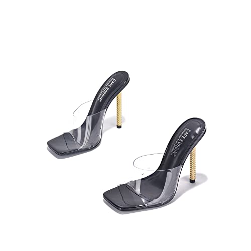Chaussures à talons hauts à bout carré transparent Leeya avec semelle unique