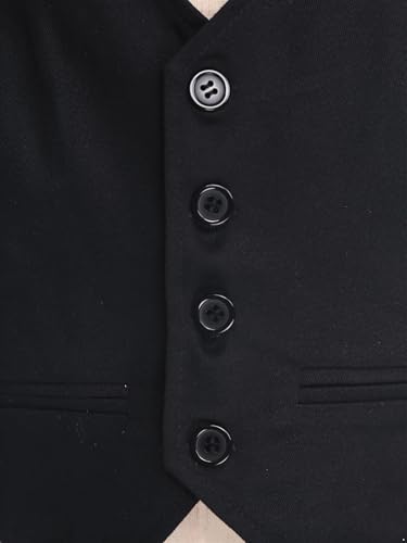 JEYPINMI Boys Suit Vest Classic Fit V-Neck 4-Button Black Waistcoat for Wedding Prom3