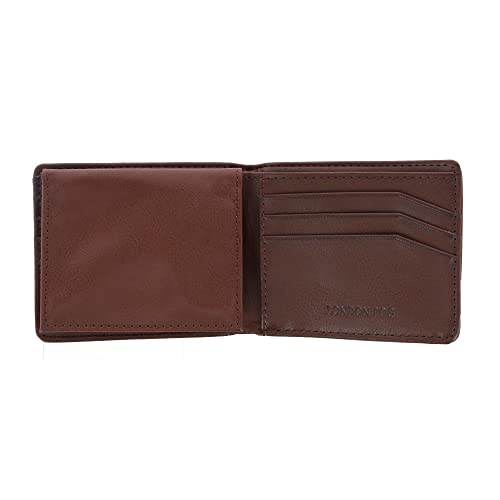LONDON FOG Men's Leather Bifold Passcase Wallet, Brown3