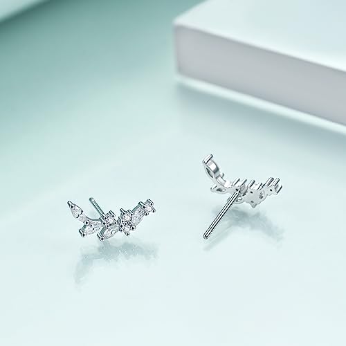 Rnivida 925 Sterling Silver Dainty Cz Climber Stud Earrings, Hypoallergenic Small Cubic Zirconia Ear Crawler Earring for Women3