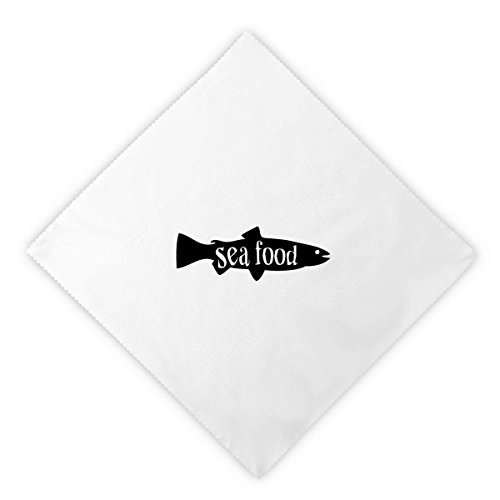 Servilletas de tela reutilizables blancas con estampado negro de pescado para almuerzo, 2 uds 2
