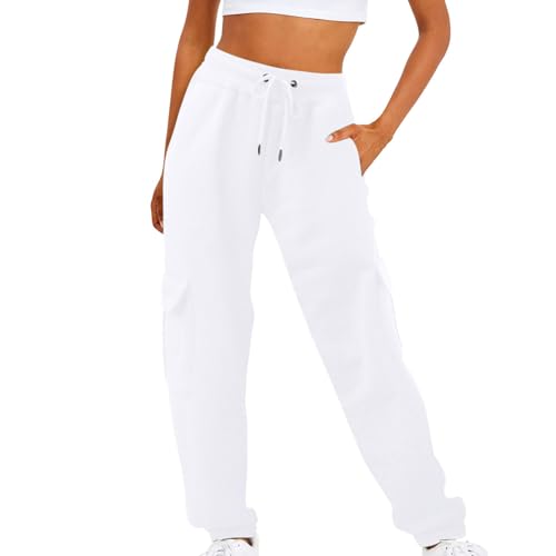 Pantalon sport femme droit et large à taille élastique unie pour le jogging et la marche quotidienne