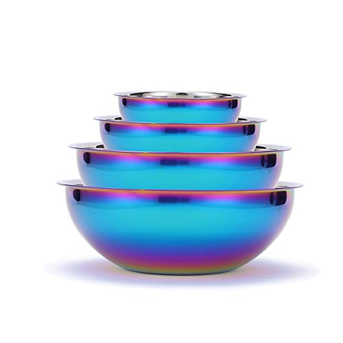 Mixing Bowls Set for Kitchen, Rainbow Salad Bowl 18/10 Stainless Steel 4-Piece