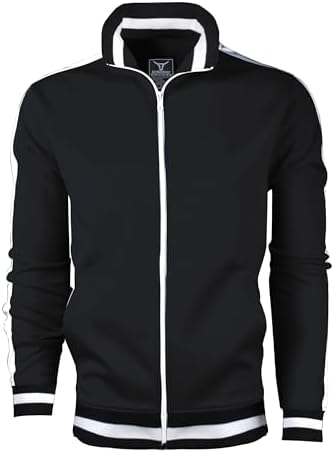 SCREENSHOT Mens Urban Hip Hop Premium Track Jacket - Slim Fit Side Taping Sportswear Urbanwear Streetwear Top, S51700-black, Medium — view 6