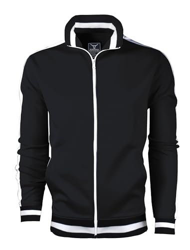 Image of SCREENSHOT Mens Urban Hip Hop Premium Track Jacket - Slim Fit Side Taping Sportswear Urbanwear Streetwear Top
