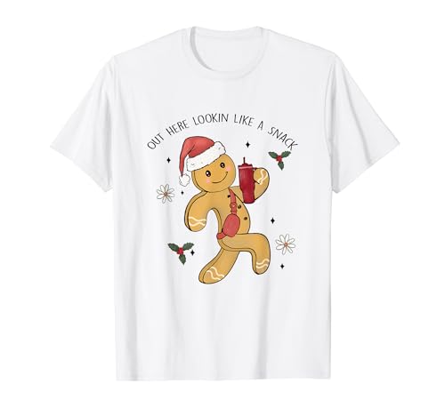 Vaso de hombre de jengibre mirando como un aperitivo de Papá Noel Camiseta