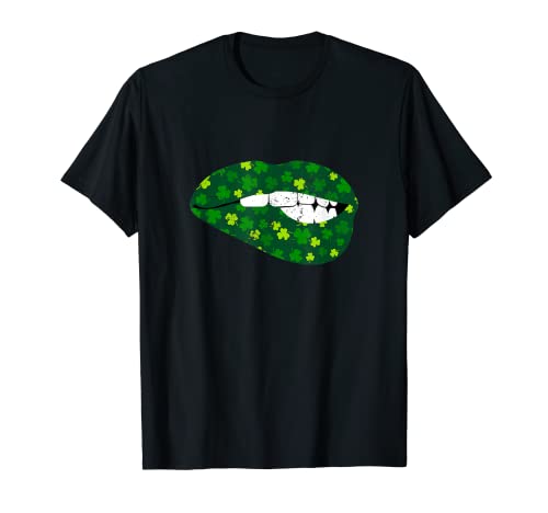 Sexy Irlandés Shamrock Kiss Irlanda Clover St Patricks Day Labios Camiseta