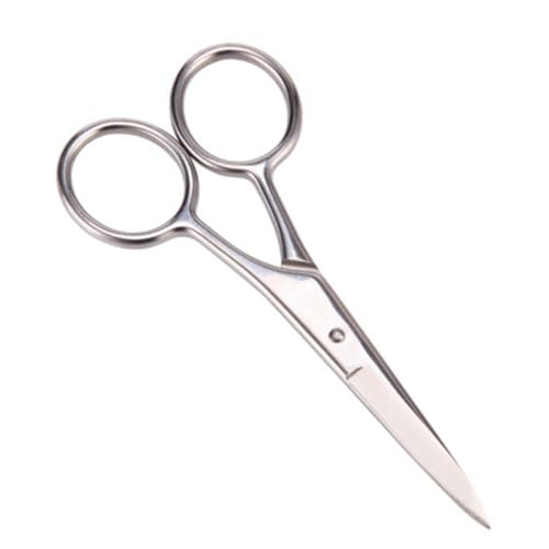 PLAFOPE 2Pcs Stainless Steel Beard Trimming Scissors for Men Shears for Barbers Home DIY Hair Salons Silver