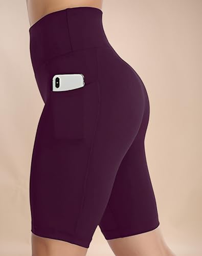 Image of High Waist Sports Activewear Shorts for Women and Girls Ideal for Gym and Yoga or Cycling with Side Pocket, Stretchable, Flexible, Slim Fit