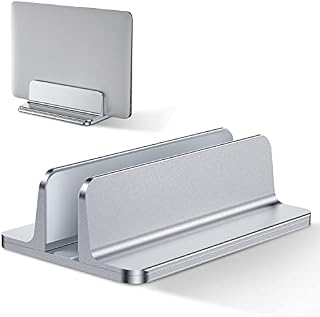 Bewahly Laptop Stand, Vertical Laptop Stand Holder Adjustable Desktop Aluminium, Notebook Dock Space-Saving for All MacBook Pro Air, HP, Dell, Samsung, Microsoft Surface, Lenovo, Silver
