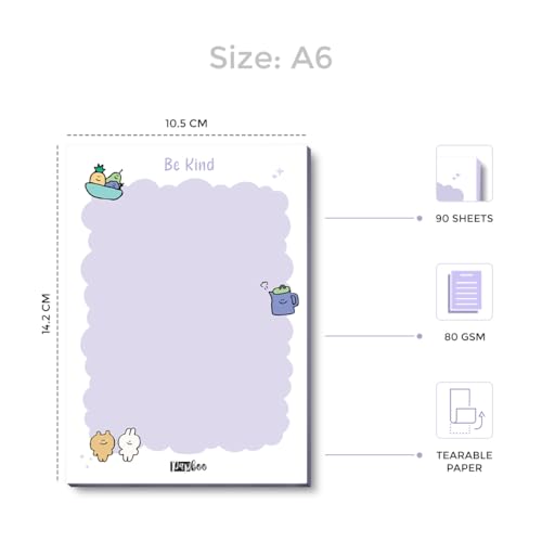 Image of PAPBOO Easy to carry Cute A6 Size Tear-off Notepads,90 Sheets,100 GSM, Gift(Be Kind)