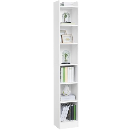 Yaheetech 7 Niveles Estantería de Madera para Libros, 30x24x183 cm, Librería con Estantes Ajustables para Salón, Dormitorio y Oficina, Blanco
