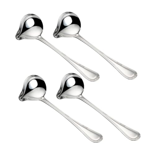 STOBAZA 4piezas Cuchara Para Salsa Pequeña De Acero Inoxidable Juego De Cucharas De Cocina Con Mango Para Servir Cucharón Para Salsa Con Vertedor Para Cocinas Domésticas