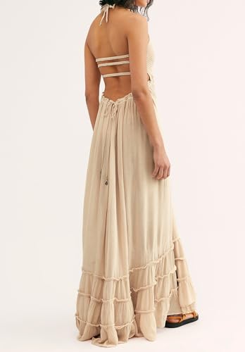 Image of R.Vivimos Womens Summer Boho Sexy Backless Long Dresses